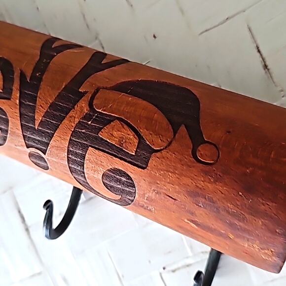 Vintage Christmas Wooden Rolling Pin with 4 Hangers for Pot Holders, Aprons Etc. - Picture 5 of 11